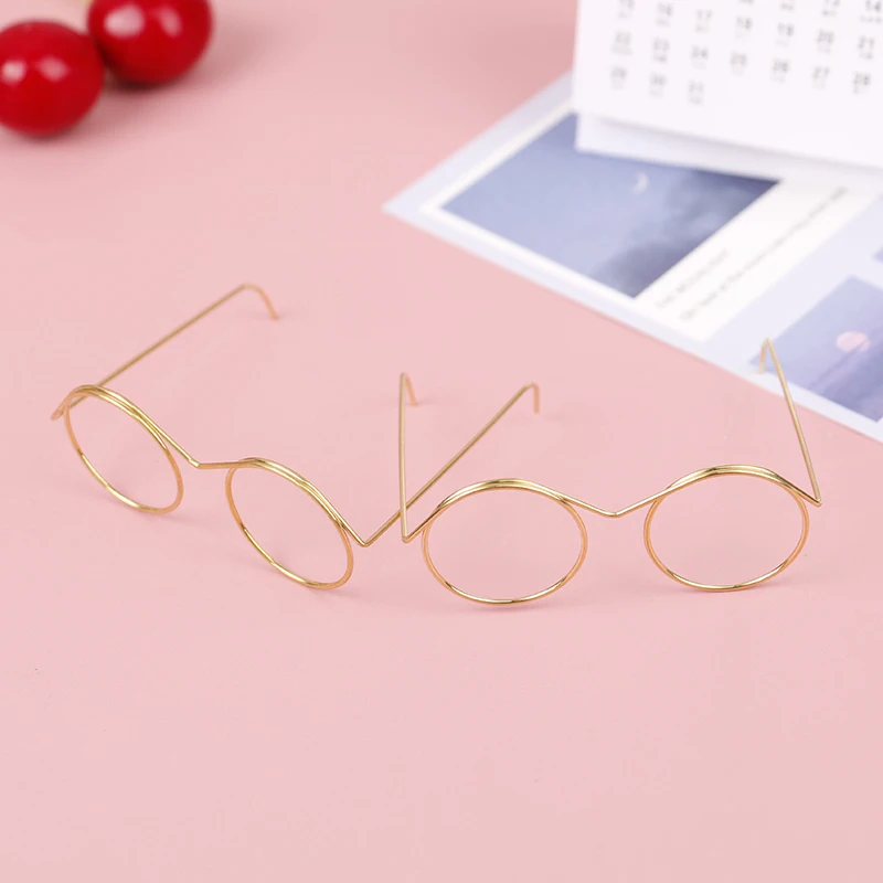 10pcs New Fashion Gold Round Glasses Frame Lensless For Doll Decor Accessories