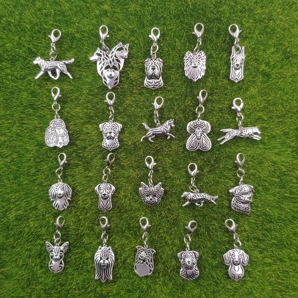 Poodle Husky Doberman Rottweiler Yorkshire Terrier Dachshund Dog Animal Keychain Key Ring Pet Retro Silver Plated Gift