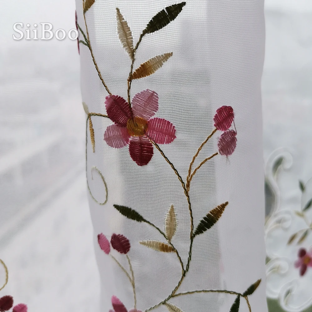 Korean pastoral style creamy white floral embroidery lace half-curtain bay window curtain for kitchen / coffee gardinen SP6060