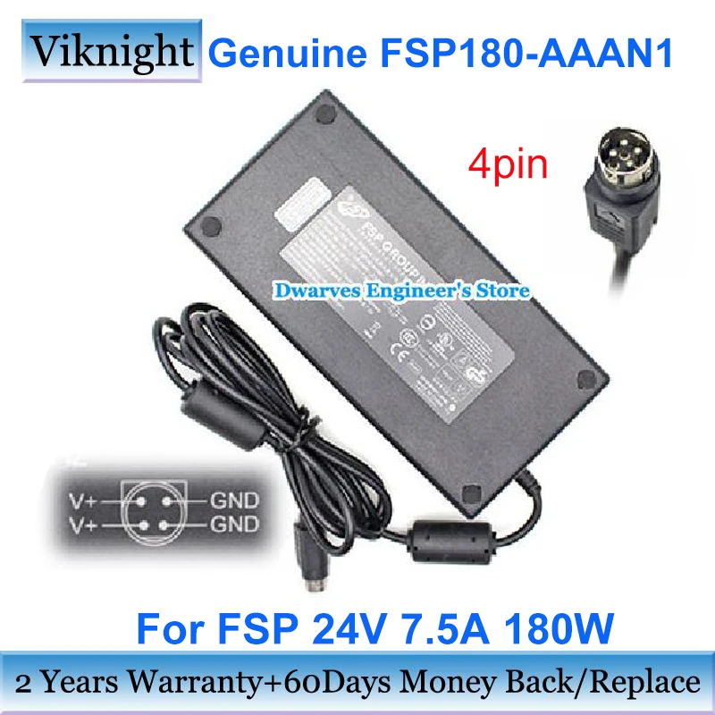 Genuíno Fsp180-aaan1ac Adaptador de Alimentação 24v 7.5a 180w Carregador para Fsp Redondo com Pinos