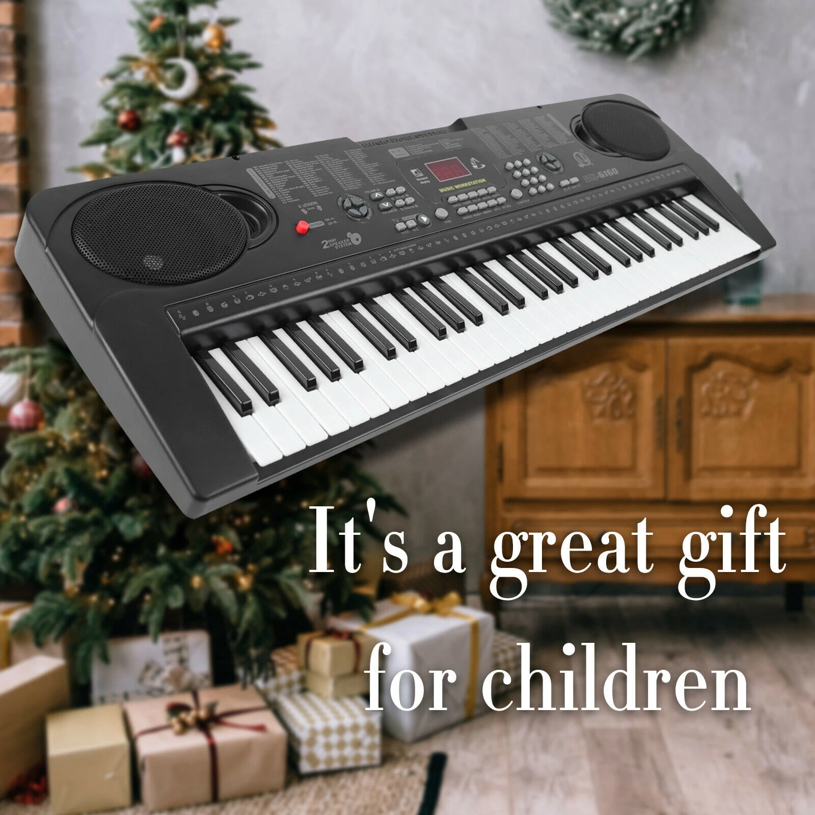 ABS Electronic Piano Keyboard Compact Digital Touch Display Kit with Micorphone Educational Toys Birthday Gift US Plug