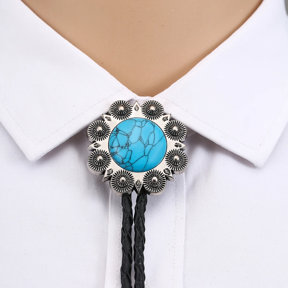 Accesorios de Metal, collar de cuero, cuerda hecha a mano, lazo BOLO para hombres