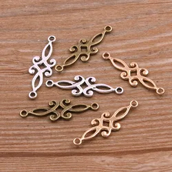 30pcs 9*29mm 3 Color Hollow Flower Connectors Charms Pendants For DIY Jewelry Handmade Necklace Bracelet Making Accessorie