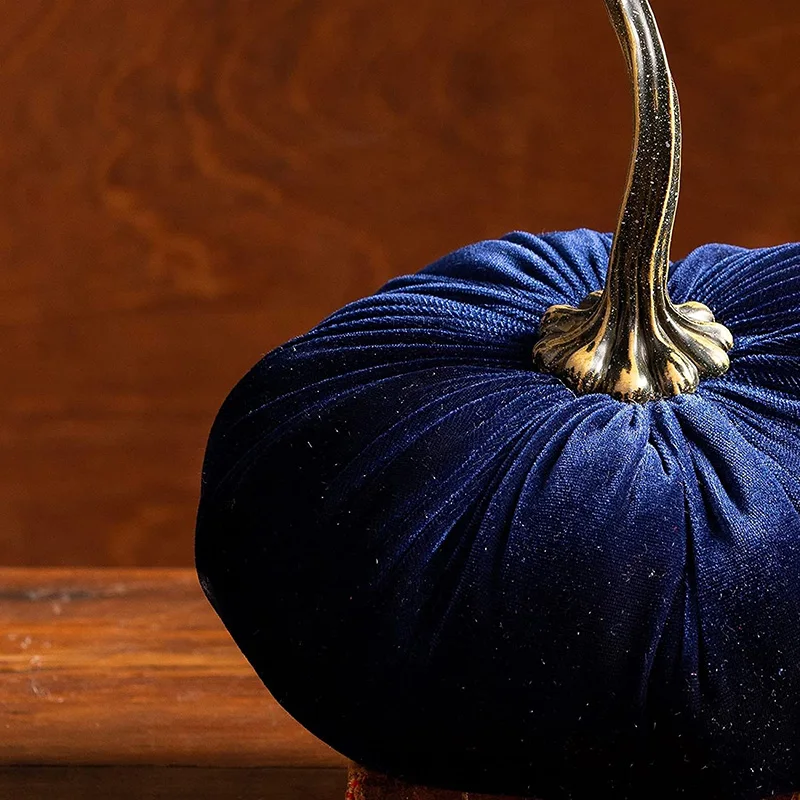 Handgefertigte Samt-Kürbisse, ausgestopfte kleine Kürbisse, künstlicher süßer Kürbisschaum, Halloween-Erntedankfest-Dekoration, DIY, superweicher Herbst – Detail 8
