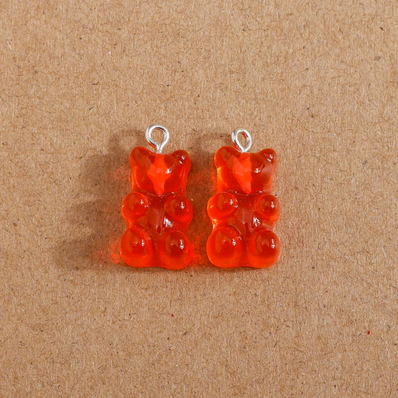 10pcs 19X8mm 11 Colors Cute Animal Gummy Bear Charms for Making Drop Earrings Pendants Necklaces DIY Handmade Jewelry Findings