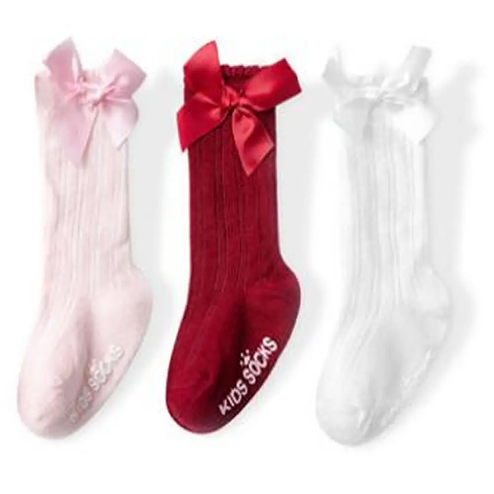 

Toddlers Socks Girls Big Bow Knee High Long Soft Cotton Lace Baby Socks Solid Color Girls Sock Princess Kids Infant