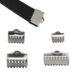 10Pcs Stainless Steel Crimp End Caps of Necklace String Ribbon Clip Bracelet Cord Foldover Bracelet Connectors Finding