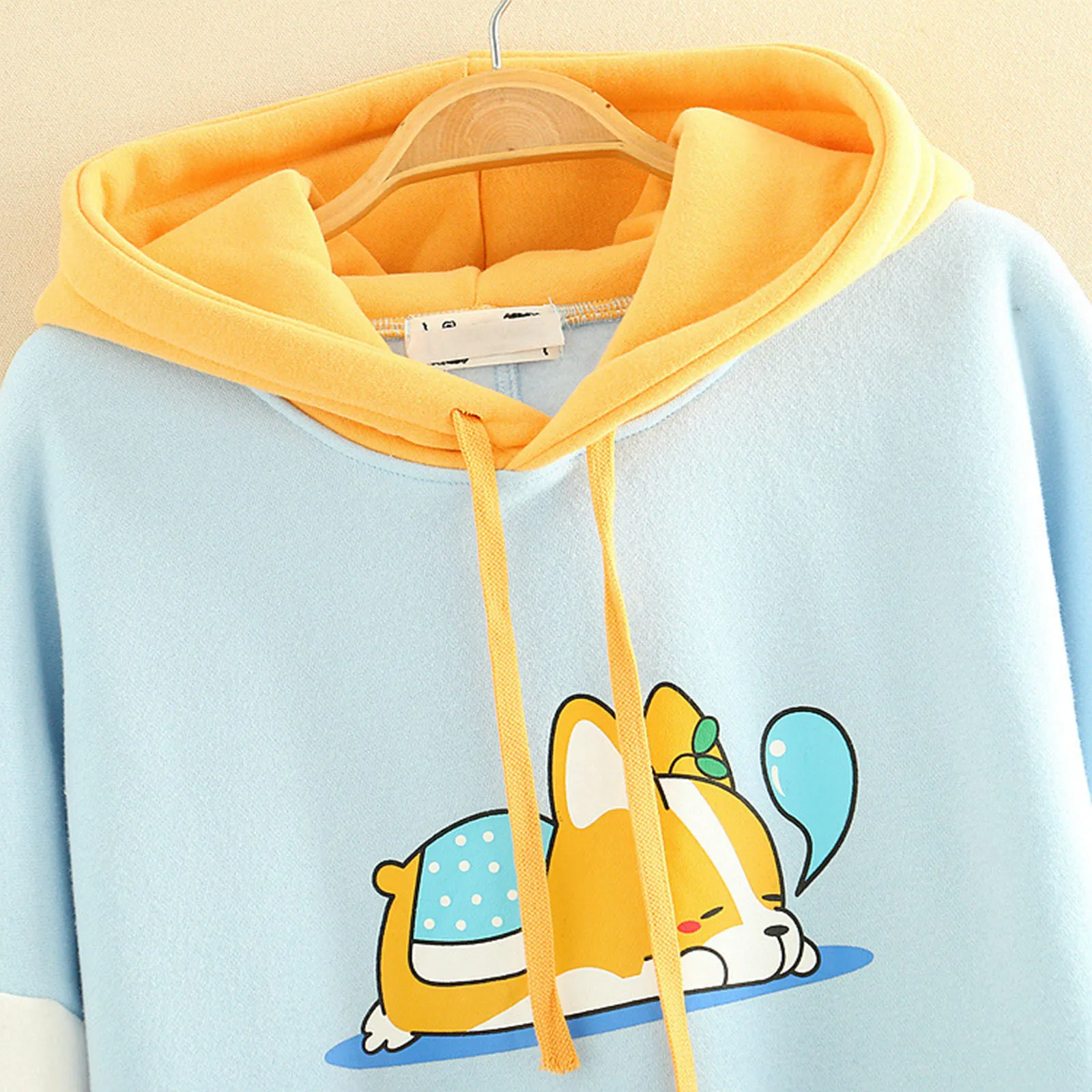 Kawaii Sweatshirts Women Girls Pullovers Sweet Teens Tops Cartoon Animal Corgi Dog Hooded Long-sleeve Female Hoody Spring Autumn