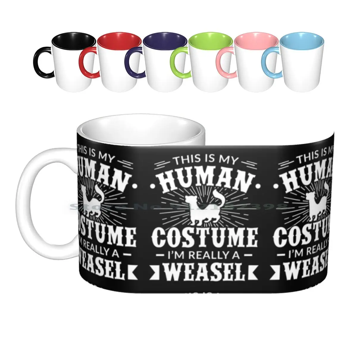 Disfraz humano, soy realmente una comadreja, regalo de Halloween, tazas de cerámica, tazas de café, taza de té con leche, este es mi disfraz humano, soy realmente un