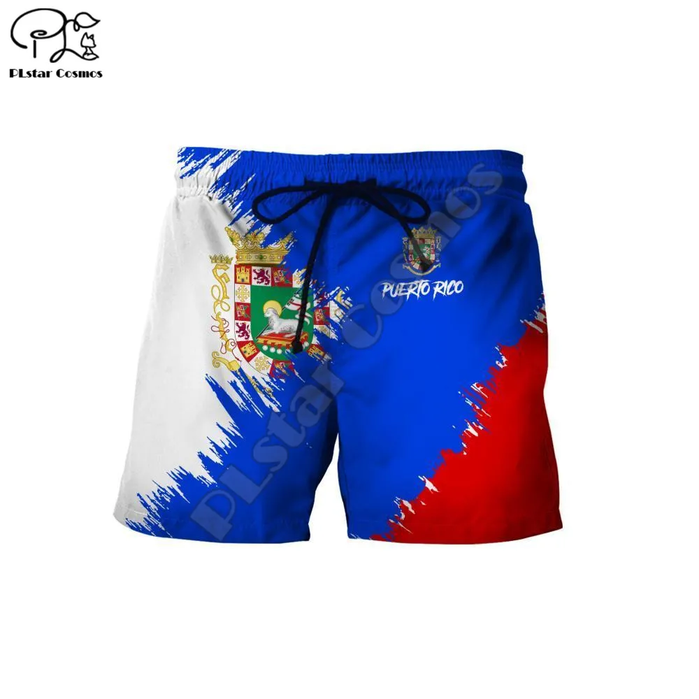 PLstar Cosmos Puerto Rico National Emblem Flag Culture 3D Print Fashion For Men/Women Summer Casual Shorts Beach Short Pants P43