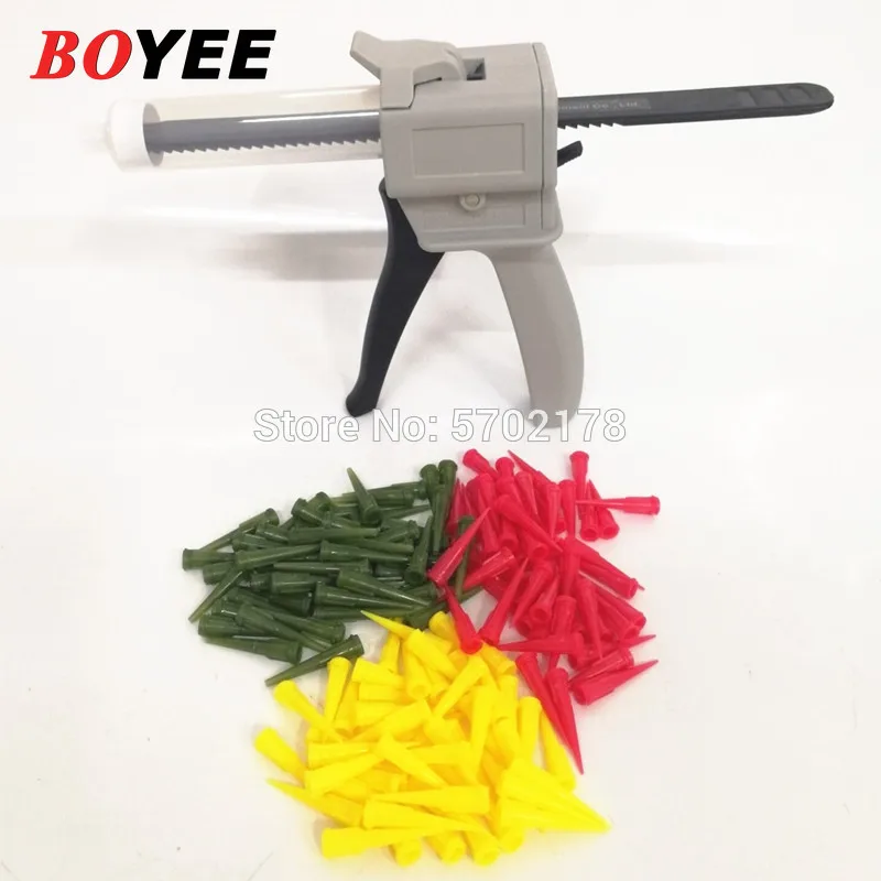 Manual Caulking Gun Applicator 55ml Glue Gun with 300piece Tapered Dispensing Needle tips 55cc Glue Dispenser Syringe Barrel