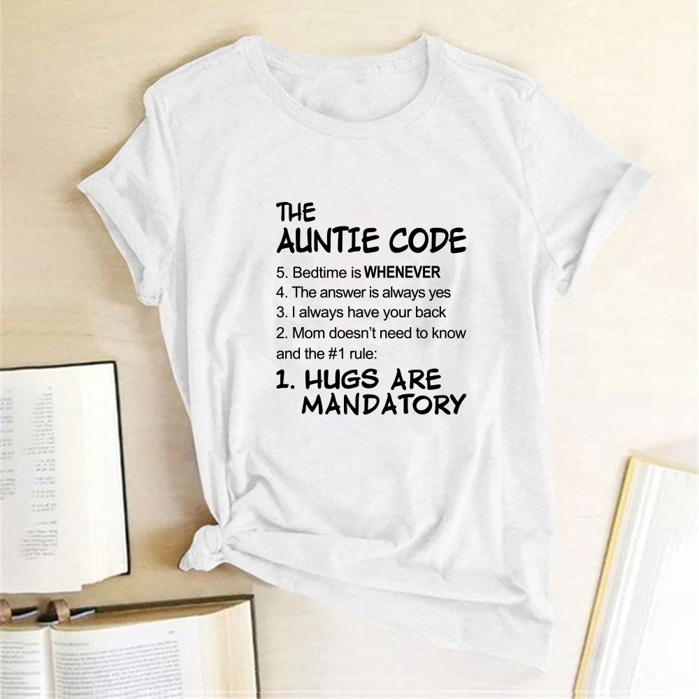 Camiseta Mujer Verano THE AUNTIE CODE Printed T-shirts Women Summer Tshirt Woman Funny Tops for Women