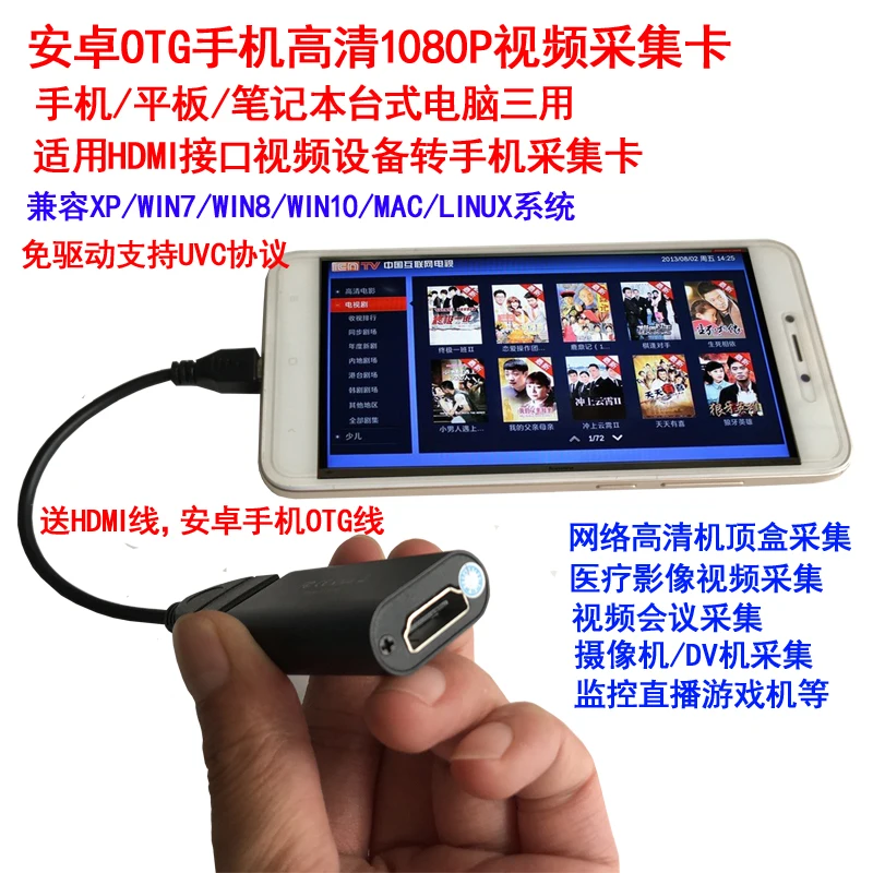 Android Mobile Phone OTG HD HDMI Capture Card 1080p Digital Set Top Box Console di gioco Video Computer chection Box