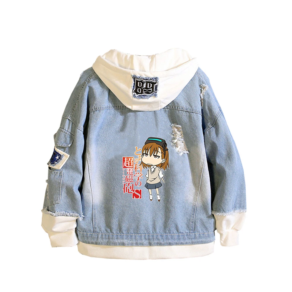 

A Certain Scientific Railgun Jeans Jacket Women Sweatshirt Misaka Mikoto Demin Hoodies Harajuku Streetwear Cute Couple Clothes