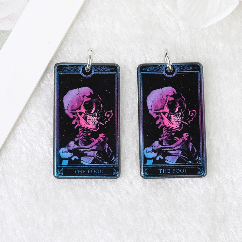 20Pcs 38*22 MM Black Tarot Card Charms Game Magical Divination Crafts Acrylic Board Sun Moon And Lovers Jewelry DIY Accessories