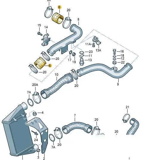 1 H0145834J Turbo Hose Audi A4 A6 Volkswagen Golf III Passat Vento Seat Toledo I 1.9 TDI (50Mm X 60Mm = 6Cm)