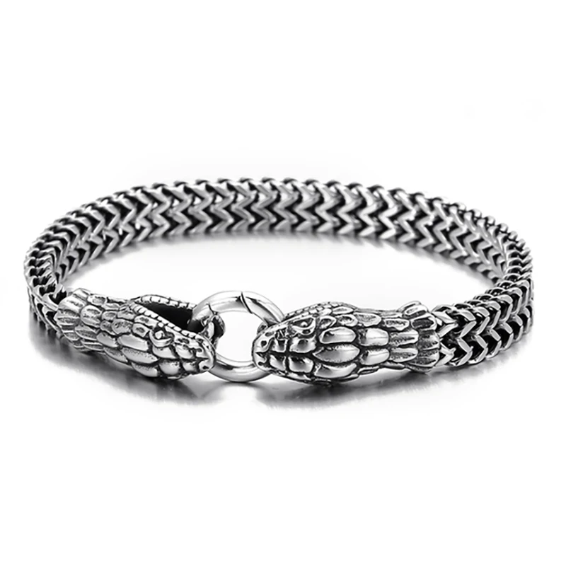 

10mm Punk Rock Gold Color Bike Snake Bracelet Men Women Hiphop Rock Goth Vintage Black Charm Biker Mesh Chain Bangle Jewelry