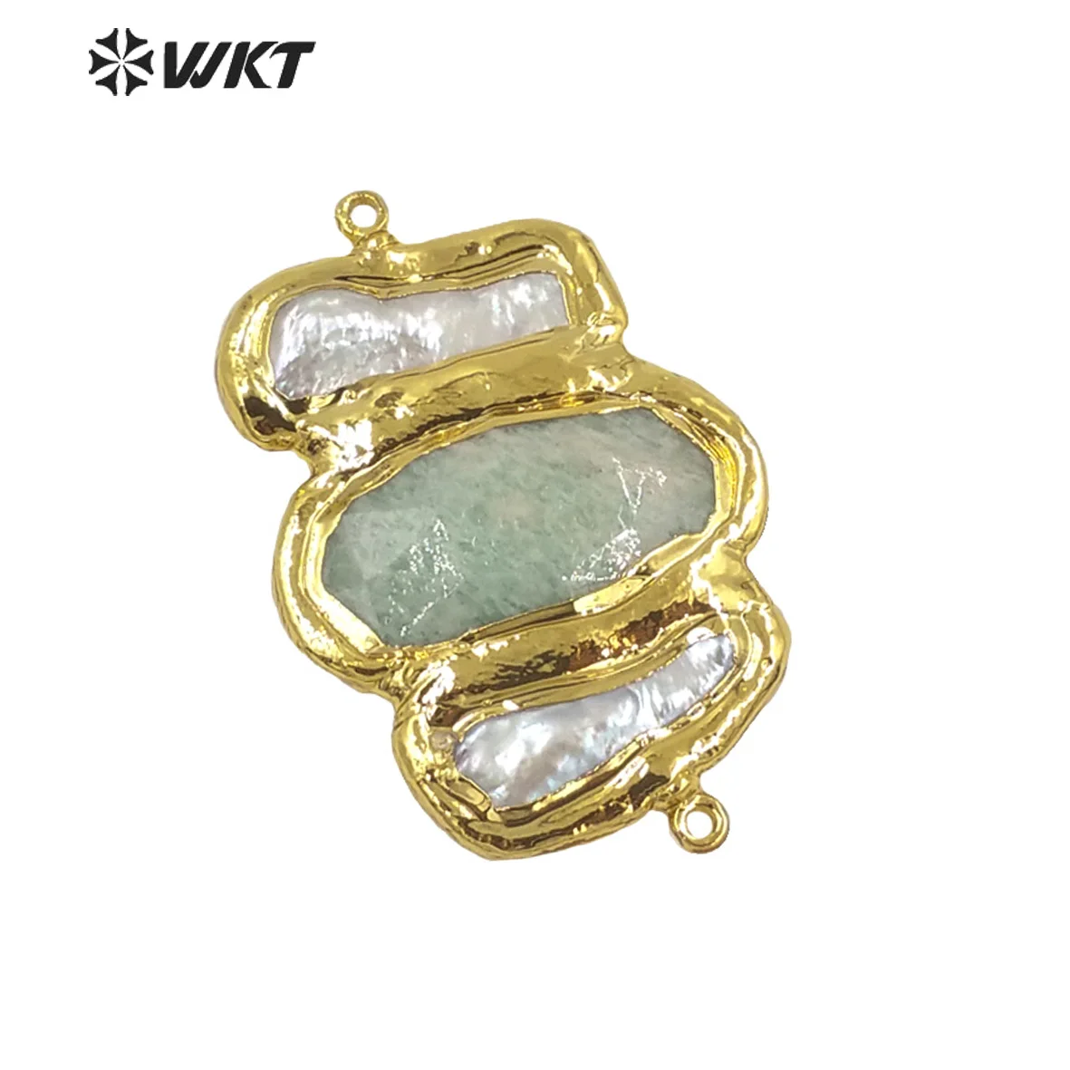 

WT-JP248 Wholesale Triple Stone Mix Pearl Design Fashion Women Double Loops Gold Electroplated Connectors For Necklace ACC