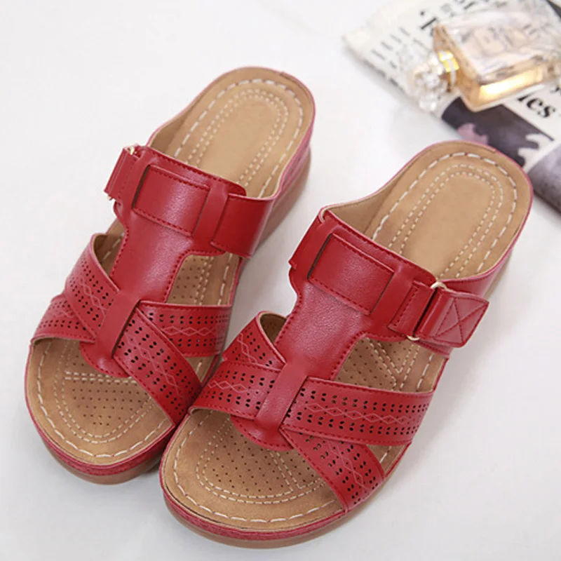 Women Orthopedic Slippers Corrector Walking Wedges Sandals Open Toe Summer Shoes Vintage Low Heels Female Platform Zapato Slides