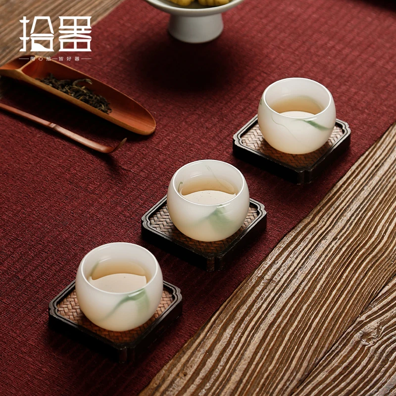 

Jade porcelain tea cup Master Cup glass tea cup ceramic kungfu tea set individual single cup tea cup glass small tea bowl