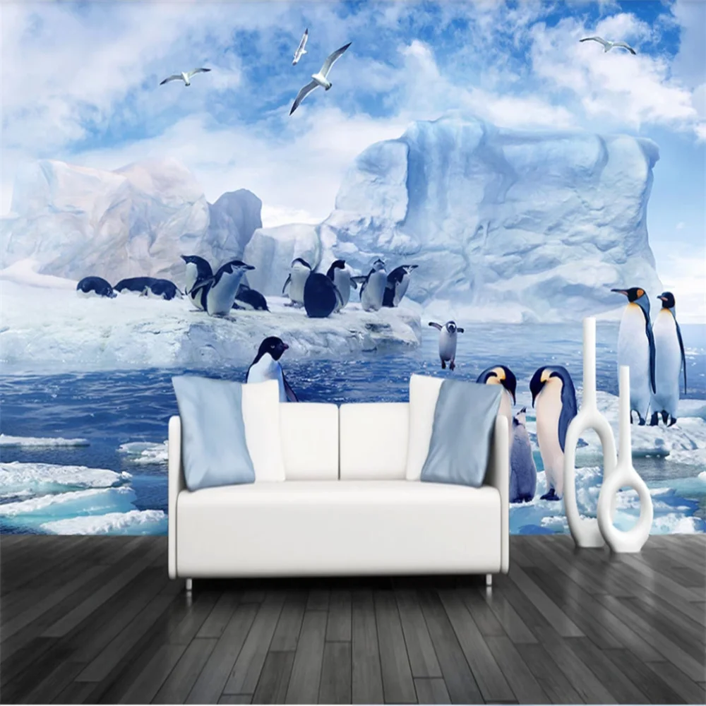 XUE SU Angepasst große wandbild tapete 3D eis und schnee pinguin hintergrund wand cartoon wand tuch