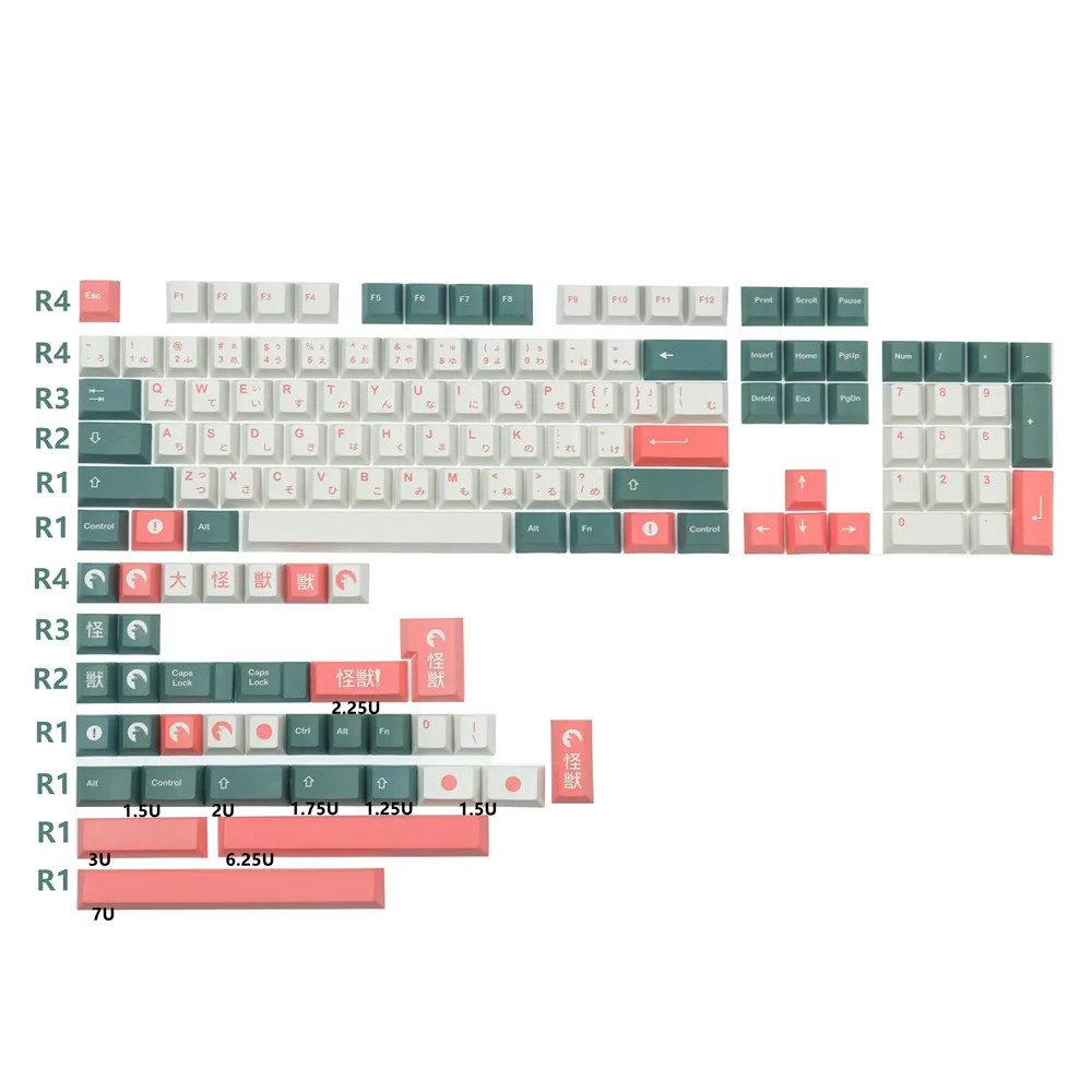 

Клавиши GMK Kaiju PBT с 140 клавишами, набор клавиш Sub для клавиш Cherry MX, механическая клавиатура с переключателем 2U 1.75U