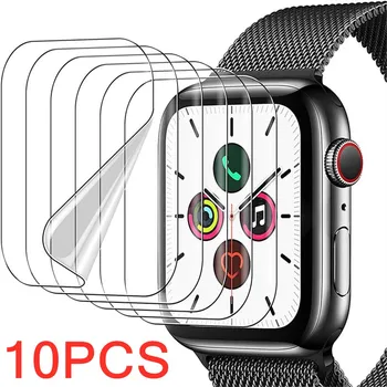 1/5/10 adet tam ekran koruyucu Film Apple ürünü için 7 38mm 40mm 41mm 44mm 45mm temperli Film iwatch için 6 5 4 3 2 1 cam değil