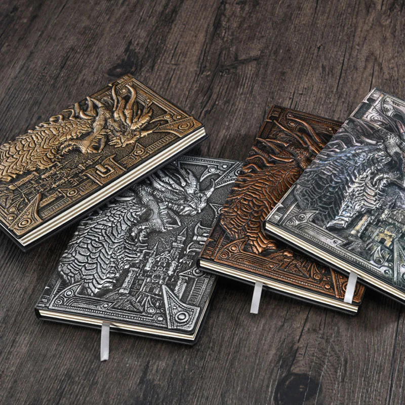 Retro PU Leather Notebook Notepad Retro Embossed Dragon Notebook Dinosaur European Notepad Travel Creative Notepad Notebook