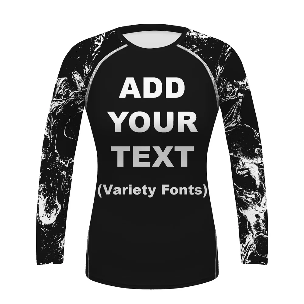 Women Long Sleeve Custom Compression Trainning Top Front & Back Add Your Text T Shirts Athletic Top Rashguards