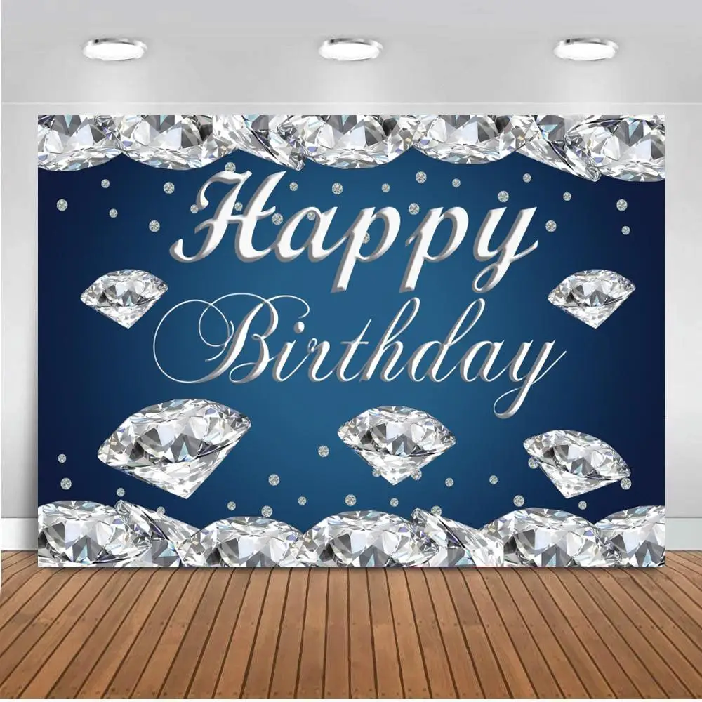 

Silver Shiny Diamonds Crystals Women Birthday Party Backdrop Photography Dinner Table Decor Family Celebration Photo Background