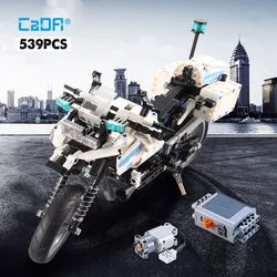 Cada 539PCS City Police Patrol Electric Motorcycle Building Blocks Military SWAT WW2 Series Bricks Toys for Kids