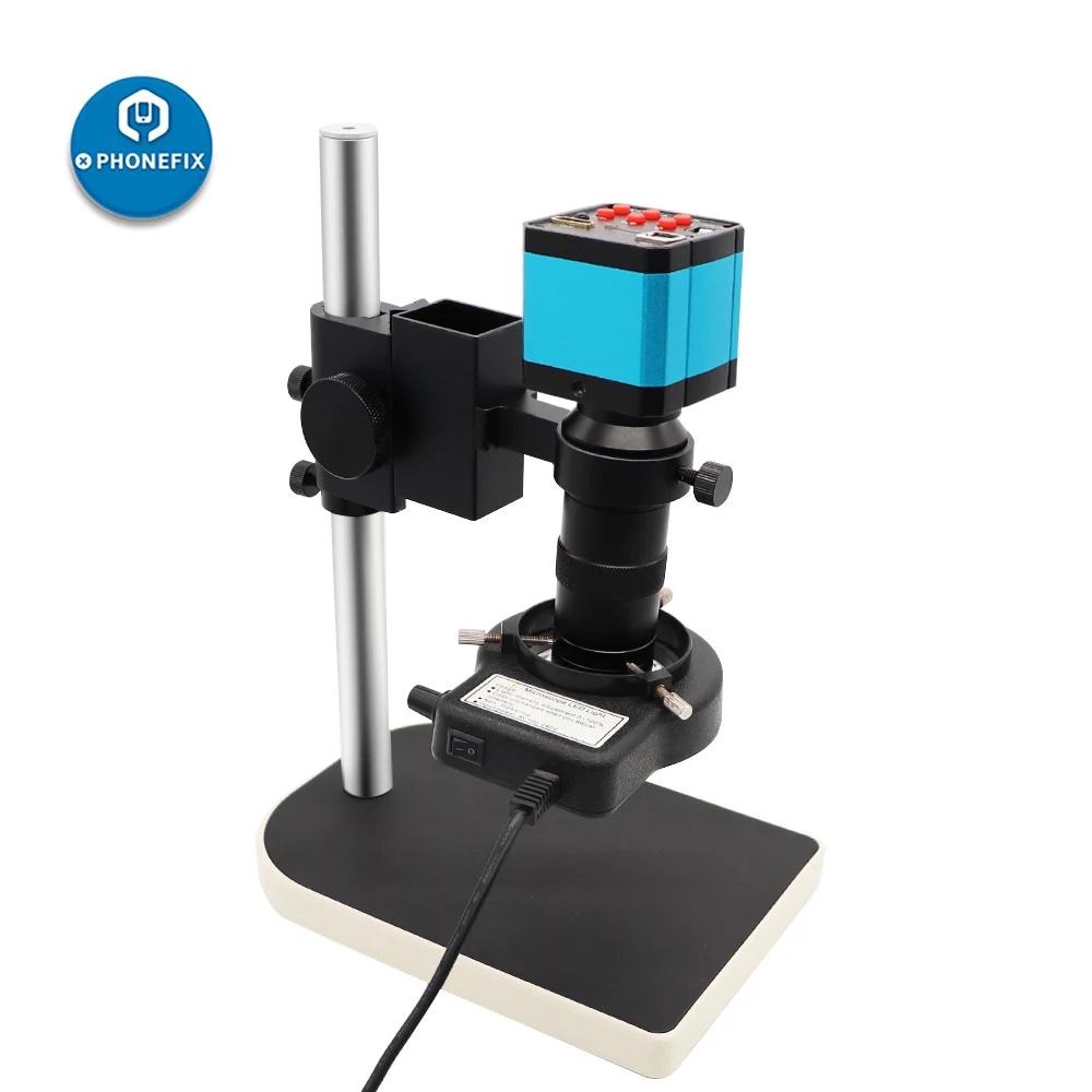 

Digital Video Microscope 38MP 16MP HDMI USB Camera 180X C-Mount Lens 0.5X 56LED Ring Light For Phone PCB Soldering Repair Tool