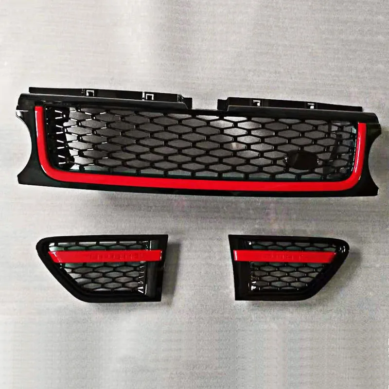 For Land Rover Range Rover Sport L320 2006-2013 Red BLACK Chrome ABS Front Upper Bumper Mesh Grill Grille