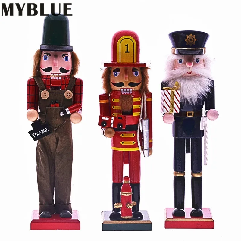 

MYBLUE 35CM Hand Made Wood Nutcrackers Puppet Ornaments For New Year Christmas Home decoration