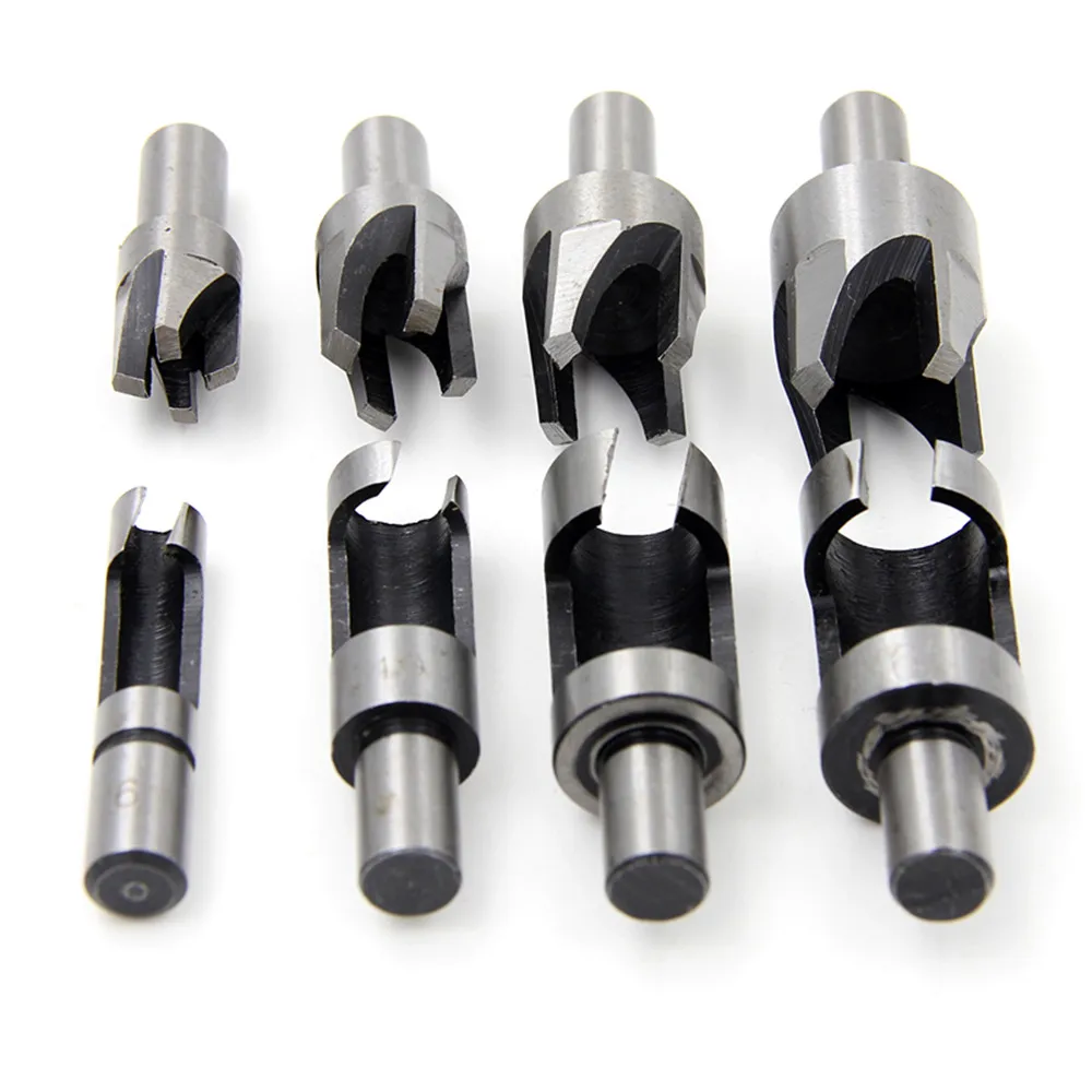 8pcs Round Shank 3/8"(9.5mm)  6-10-13-6mm Carpentry Wood Plug Cutter Straight Tapered Claw Type Drill Bit Set Wood drill