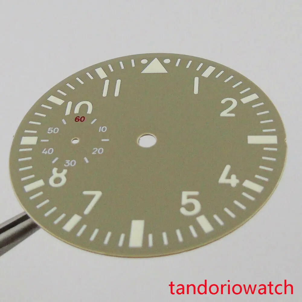 38.9mm Watch Dial Hands Set Grey Face Arabic Numerals Fit for ETA 6497 Hand Winding Movement