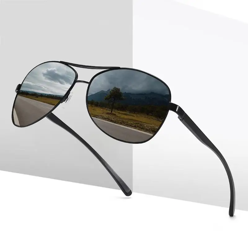 Metal Frame Quality Oversized Spring Leg Alloy Men Sunglasses Polarized Brand Designer Pilot Male Sun Glasses Driving