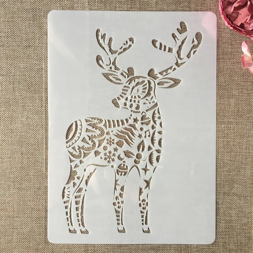 A4 29x21cm Hand Draw Deer Animals DIY Layering Stencils Painting Scrapbook Coloring Embossing Album Decorative Template