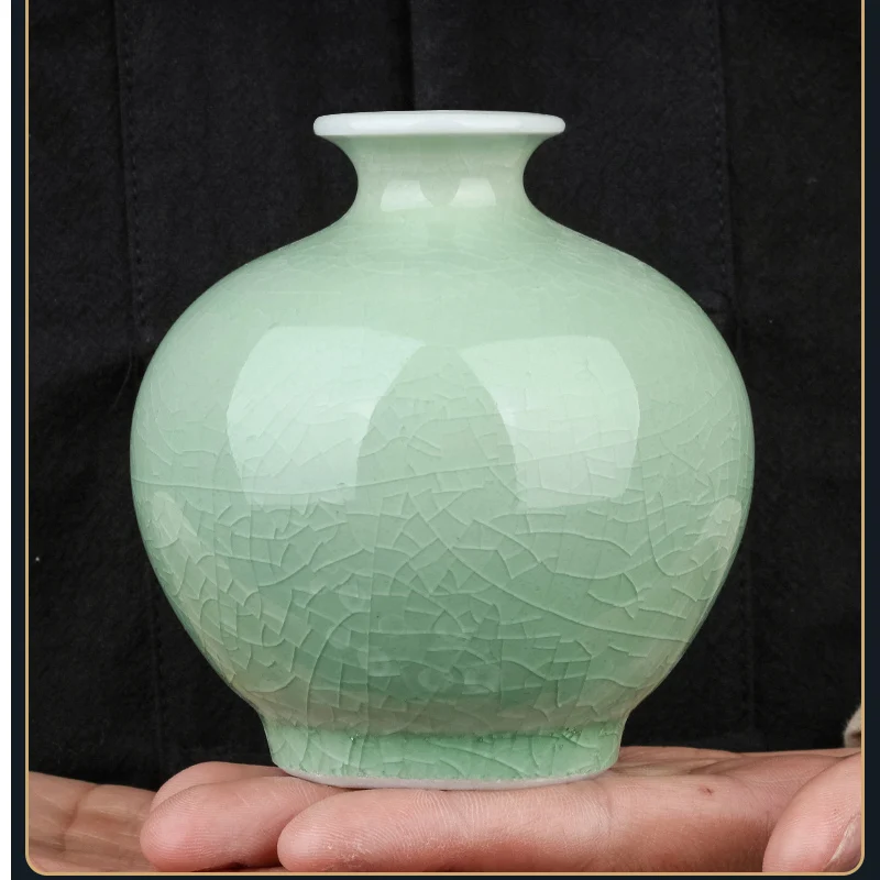 Jingdezhen Ceramics Crackle Shadow Blue Glaze Vase Home Wine Cabinet Decorations New Chinese Living Room Office Crafts