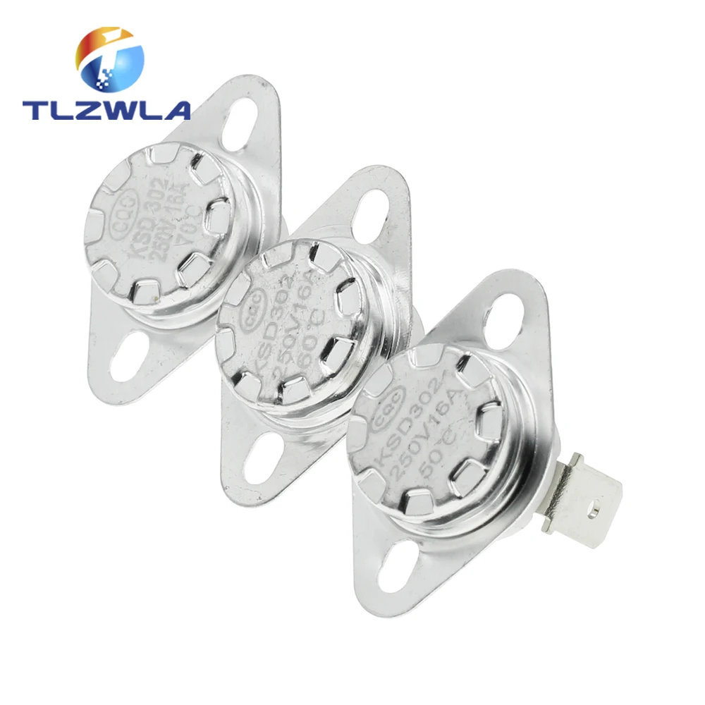 10PCS Thermostat KSD301/KSD302 40~300C Ceramics 16A250V 45C 50C 55C 60C 75C 80C 85C 90C 95C degrees Normally Closed open