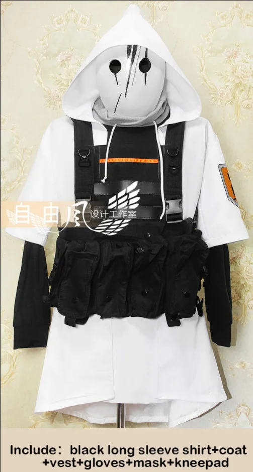 COSLEE [Customized] Game Arknights Reunion Movement Soldier Uniform Suit with mask Cosplay Costume Halloween Party Outfit Unisex
