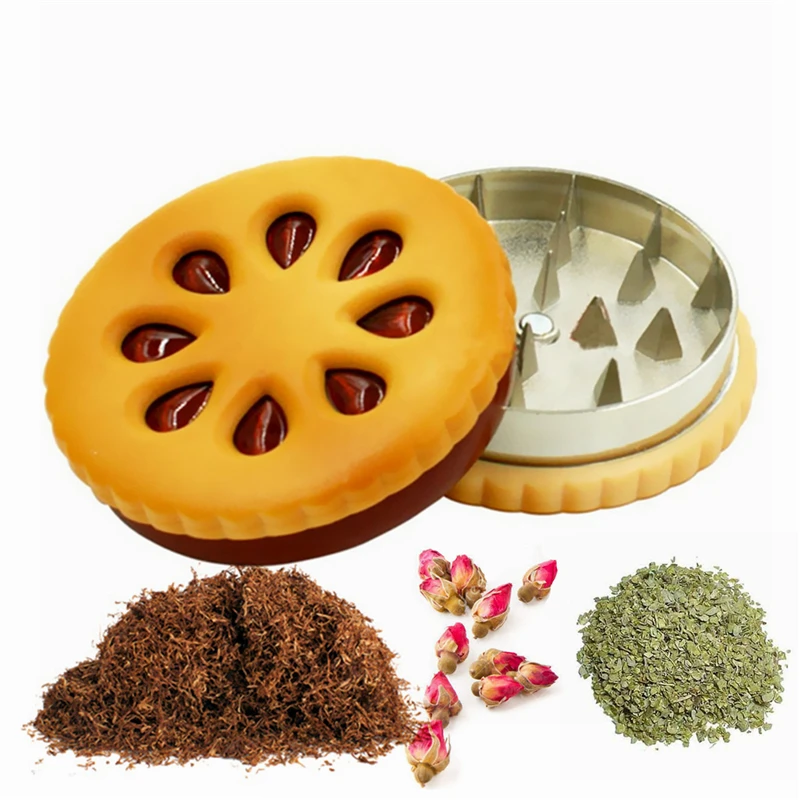 Big Promotion 55mm Cookie Shape Biscuit Metal Grinder Tabacco Crusher Dried Flowers Herbs Home Funny Gift for Men