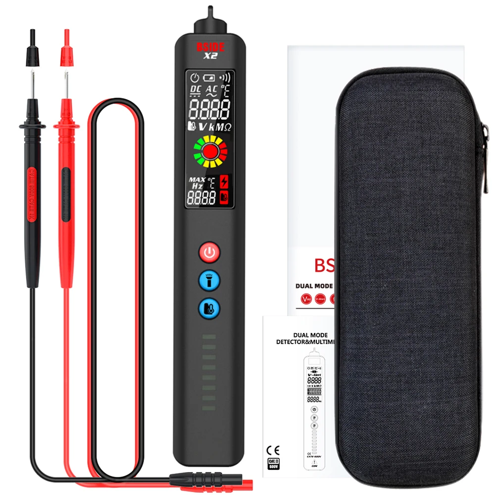 BSIDE X1 X2 multimetro digitale termometro a infrarossi schermo LCD a colori con torcia elettrica resistenza di tensione senza contatto Tester Hz