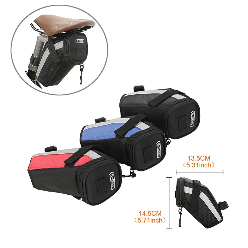 Waterproof Bicycle Saddle Bag MTB Road Bike Saddlebags Reflective Striped Bicycle Tool Holder Bag