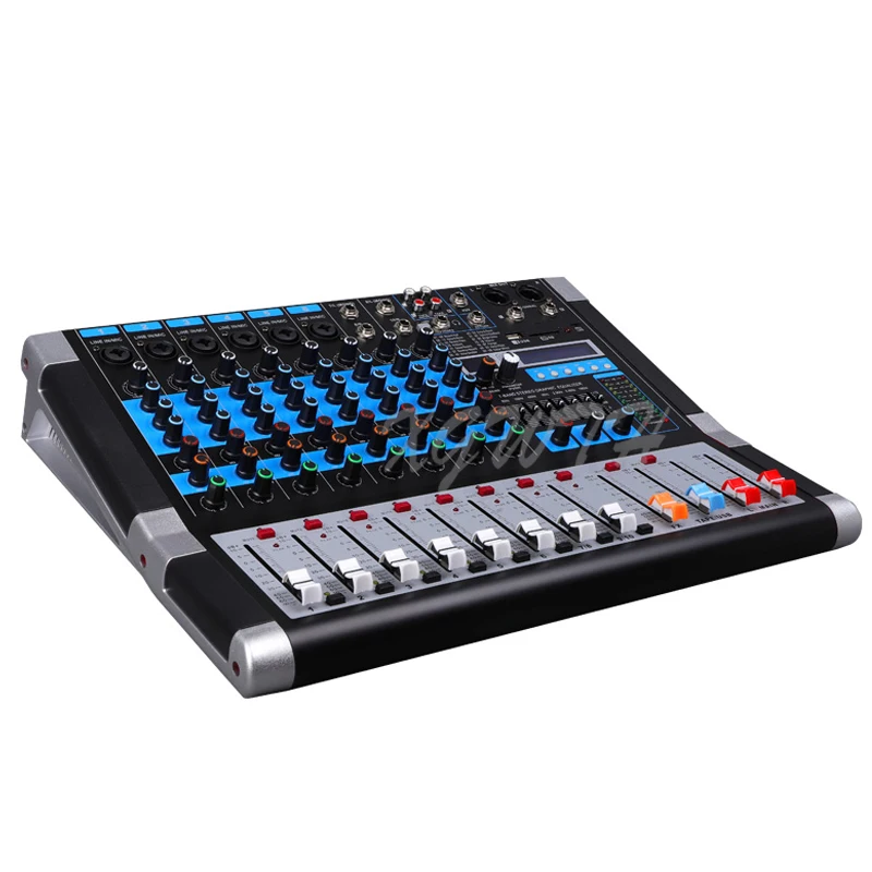 8 Channel Audio Mixer Portable Sound Mixing Console with Bluetooth USB 7-Band Equalizer 99 DSP Digital Effect 48V DJ Equipment