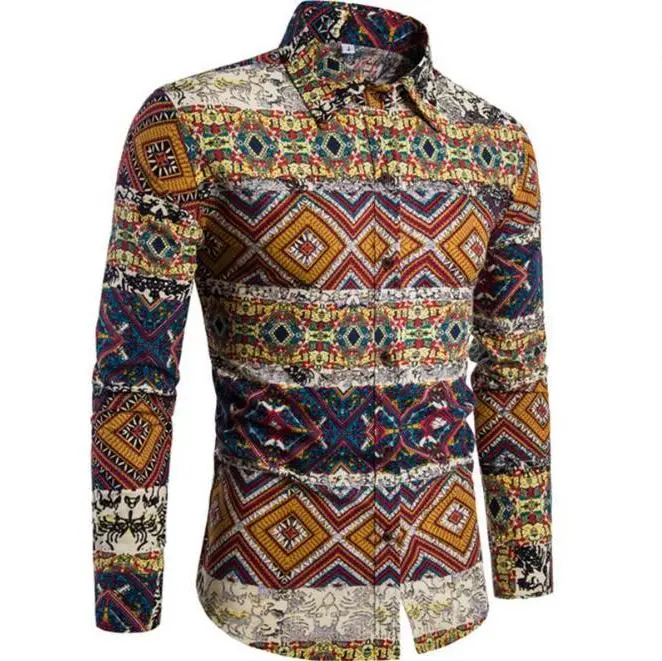 New 2023 Tide Autumn Men's casual Fashion long-sleeved male Leisure Slim business plus size men Flower shirt