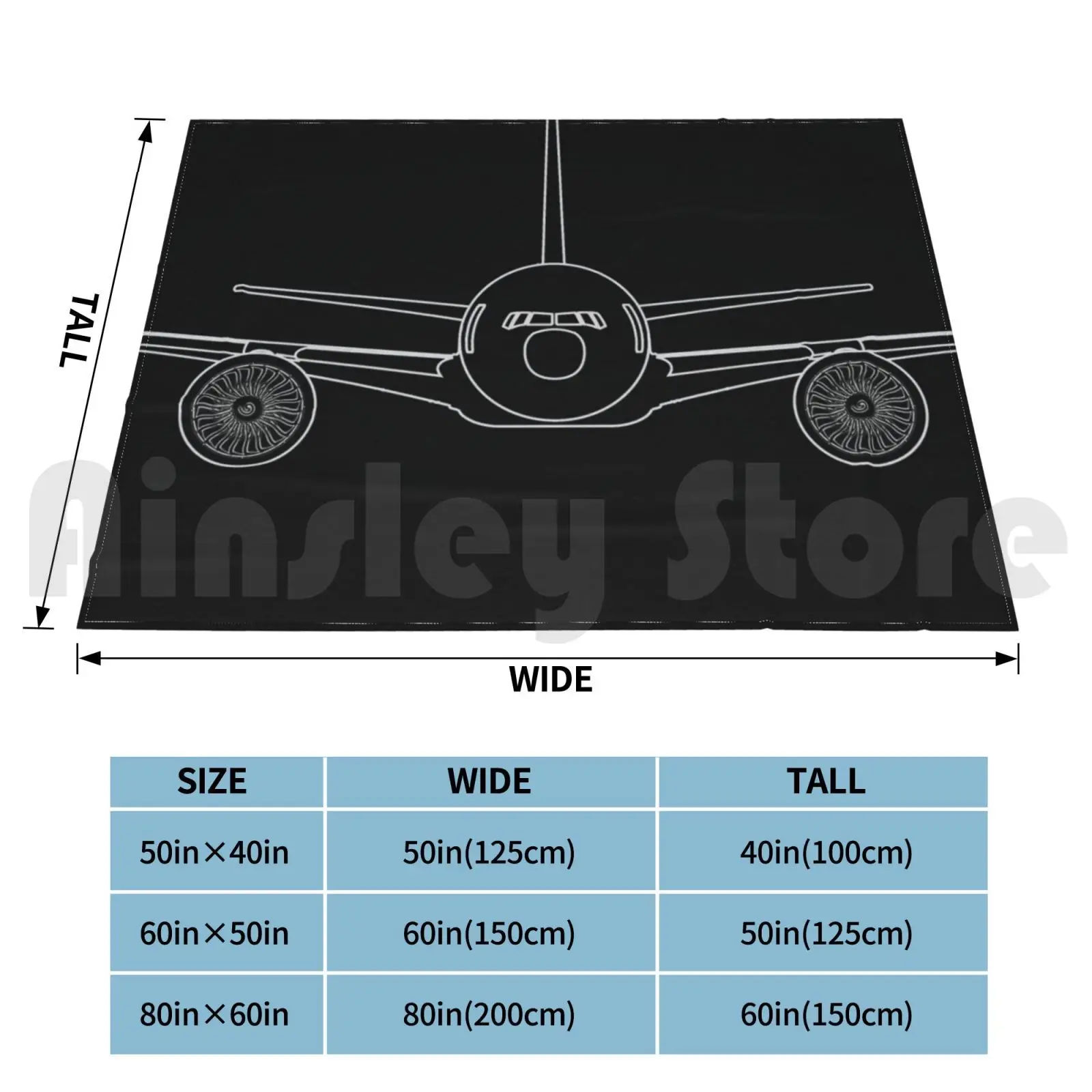 Boeing 777-300er Blueprint Blanket Fashion Custom Boeing 777 Triple Seven B777 Blueprint Aviation Flying Pilot Airbus