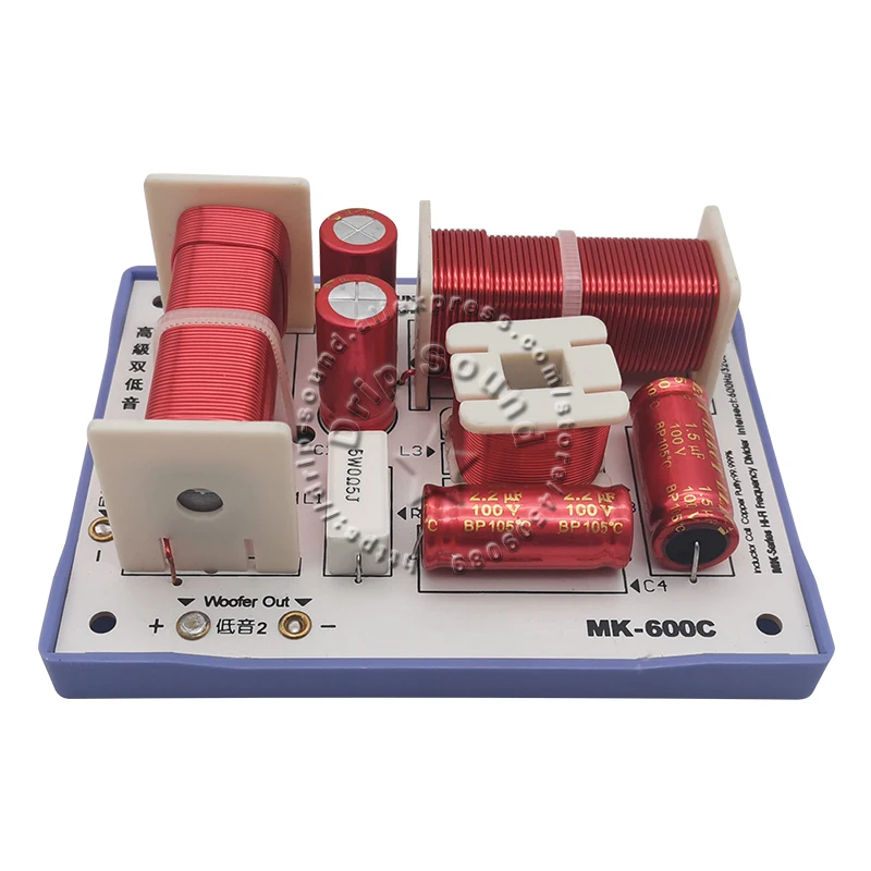

2 шт., 2-полосный, 3 блока, двойной бас, 180 Вт, KASUN MK-600C, Hi-Fi аудиодинамик, делитель частоты, кроссоверные фильтры
