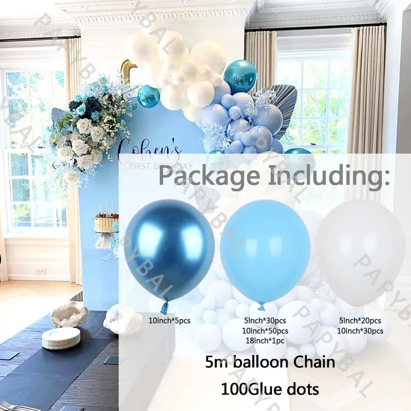 138pcs Blue Arch Garland Kit Balloon Set For Wedding Birthday Baby Shower Balloons DIY Party Decoration Supplies Globos