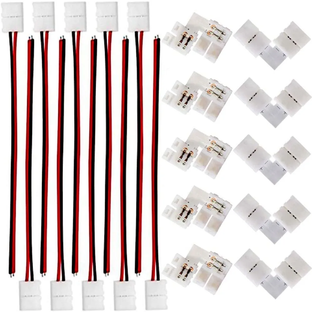 2Pin 8mm 3528/2835 LED Strip Light Connectors Kits L Shape  Right Angle Corner Solderless Connector LED Solderless Connect
